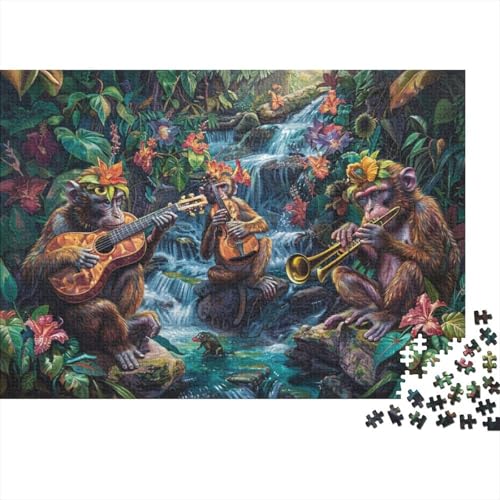 Guitar Monkey Wunderschön Illustriertes 300-teiliges Puzzle Für Erwachsene 300pcs (40x28cm) von CPXSEMAZA