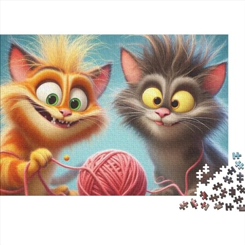 Hair Ball Cat 500-teilige Holzpuzzles Für Erwachsene. 500-teilige Puzzles. Impossible Puzzle. 500-teilige Puzzles Für Erwachsene Und Kinder Ab 12 Jahren 500pcs (52x38cm) von CPXSEMAZA