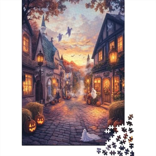 Halloween Village Puzzle Für Erwachsene, 1000 Teile, Puzzle Für Erwachsene, Lernspiel, Herausforderungsspielzeug 1000-teiliges Puzzle Für Erwachsene Und Kinder. Lernspiele, Heimdekoration 1000pcs (75 von CPXSEMAZA