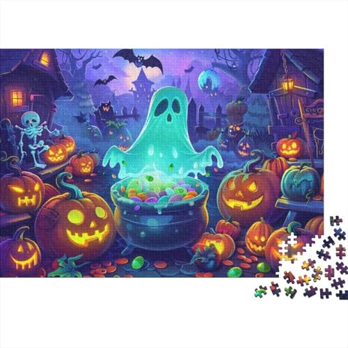 Happy Halloween Jigsaw Puzzle Für Sohn/Kinder Familie Zusammen 500 Schlafzimmer Dekoration Puzzles Erwachsene 500 Stück Holz Puzzle Spiel Kinder Geschenk 500pcs (52x38cm) von CPXSEMAZA