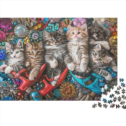 High Heels Cat Puzzle, 1000 Teile Puzzle, Erwachsene Puzzle, Einzigartiges Puzzle, Familienpuzzle, Denkspiel 1000pcs (75x50cm) von CPXSEMAZA