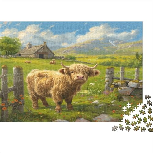 Highland Cattle Jigsaw Puzzle Für Sohn/Kinder Familie Zusammen 300 Schlafzimmer Dekoration Puzzles Erwachsene 300 Stück Holz Puzzle Spiel Kinder Geschenk 300pcs (40x28cm) von CPXSEMAZA