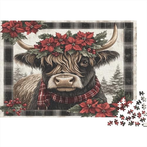 Highland Cow Puzzle 1000 Teile Für Erwachsene |Highland Cattle Puzzle | 1000-teiliges Puzzle, Lernspiele, Heimdekorationspuzzle 1000pcs (75x50cm) von CPXSEMAZA