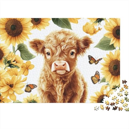 Highland Cow Puzzle 1000 Teile Für Erwachsene |Highland Cattle Puzzle | 1000-teiliges Puzzle, Lernspiele, Heimdekorationspuzzle 1000pcs (75x50cm) von CPXSEMAZA