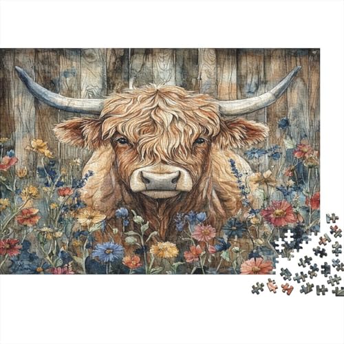 Highland Cow Puzzle 1000 Teile Für Erwachsene Puzzles Für Erwachsene 1000-teiliges Puzzle Lernspiele Highland Cattle Heimdekorationspuzzle 1000pcs (75x50cm) von CPXSEMAZA