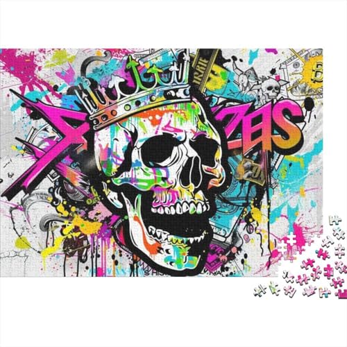 Hip Hop Skull Puzzle, 300 Teile Puzzle, Erwachsene Puzzle, Einzigartiges Puzzle, Familienpuzzle, Denkspiel 300pcs (40x28cm) von CPXSEMAZA