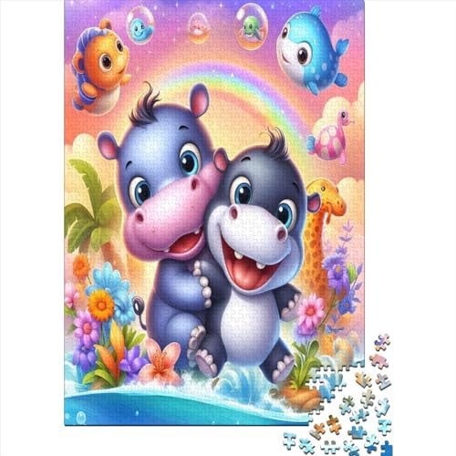 Hippo and Shark 500 Teile Puzzle Puzzle Erwachsene 500 Teile Geschicklichkeitsspiel Für Die Ganze FamiliePuzzle Farbenfrohes Erwachsenen Puzzle Ab 14 Jahren 500pcs (52x38cm) von CPXSEMAZA