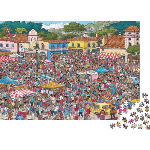 Holzpuzzle Crowded Streets 1000 Stück Puzzles Für Erwachsene | Puzzle Ehefrau Geburtstagsgeschenk | Einzigartige Puzzles 1000pcs (75x50cm) von CPXSEMAZA