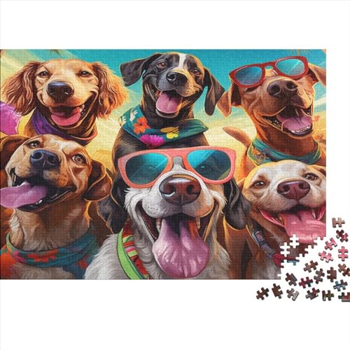 Holzpuzzle Dog Family Portrait 500 Stück Puzzles Für Erwachsene | Puzzle Ehefrau Geburtstagsgeschenk | Einzigartige Puzzles 500pcs (52x38cm) von CPXSEMAZA