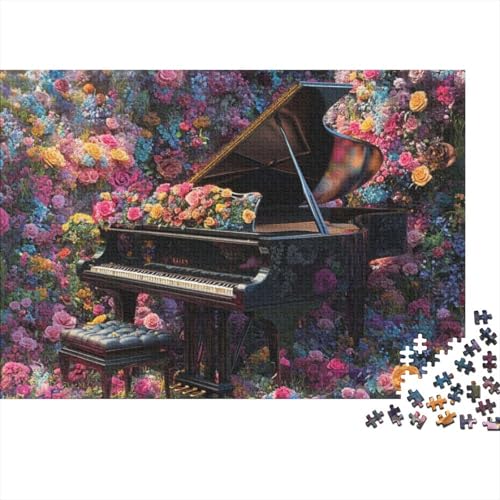 Holzpuzzle Flowers Piano 1000 Stück Puzzles Für Erwachsene | Puzzle Ehefrau Geburtstagsgeschenk | Einzigartige Puzzles 1000pcs (75x50cm) von CPXSEMAZA