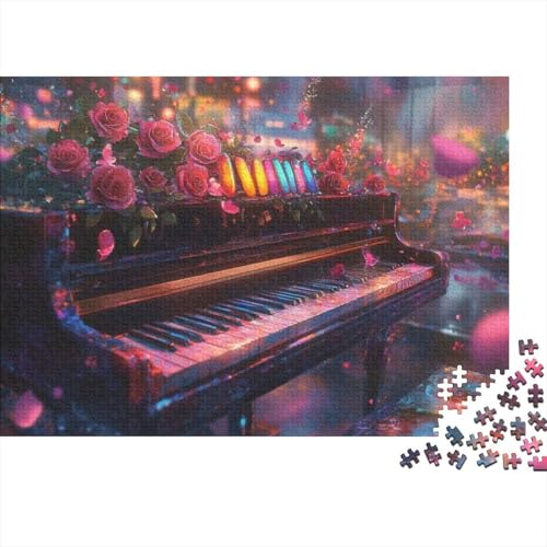 Holzpuzzle Flowers Piano 500 Stück Puzzles Für Erwachsene | Puzzle Ehefrau Geburtstagsgeschenk | Einzigartige Puzzles 500pcs (52x38cm) von CPXSEMAZA