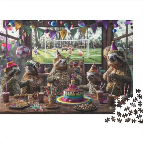 Holzpuzzle Sloth Party 1000 Stück Puzzles Für Erwachsene | Puzzle Ehefrau Geburtstagsgeschenk | Einzigartige Puzzles 1000pcs (75x50cm) von CPXSEMAZA