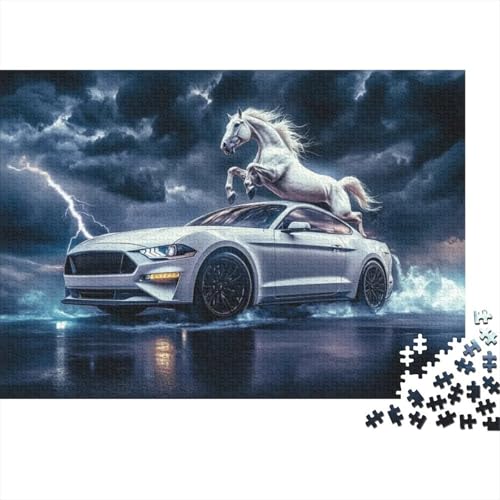 Horses and Cars Jigsaw Puzzle Für Sohn/Kinder Familie Zusammen 1000 Schlafzimmer Dekoration Puzzles Erwachsene 1000 Stück Holz Puzzle Spiel Kinder Geschenk 1000pcs (75x50cm) von CPXSEMAZA