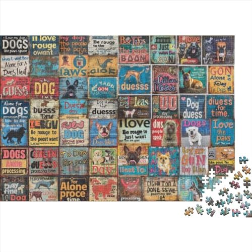 I Love Dogs Jigsaw Puzzle Für Sohn/Kinder Familie Zusammen 500 Schlafzimmer Dekoration Puzzles Erwachsene 500 Stück Holz Puzzle Spiel Kinder Geschenk 500pcs (52x38cm) von CPXSEMAZA