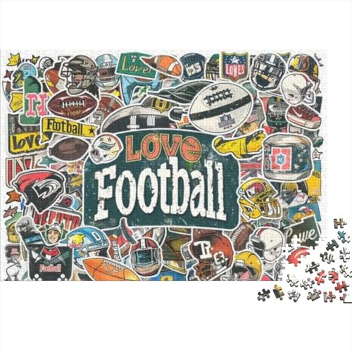 I Love Football Jigsaw Puzzle Für Sohn/Kinder Familie Zusammen 300 Schlafzimmer Dekoration Puzzles Erwachsene 300 Stück Holz Puzzle Spiel Kinder Geschenk 300pcs (40x28cm) von CPXSEMAZA