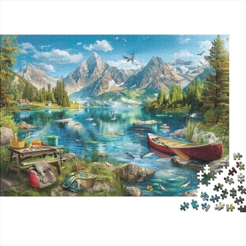 Lake Fishing 300 Teile Puzzle Puzzle Erwachsene 300 Teile Geschicklichkeitsspiel Für Die Ganze FamiliePuzzle Farbenfrohes Erwachsenen Puzzle Ab 14 Jahren 300pcs (40x28cm) von COSSKY
