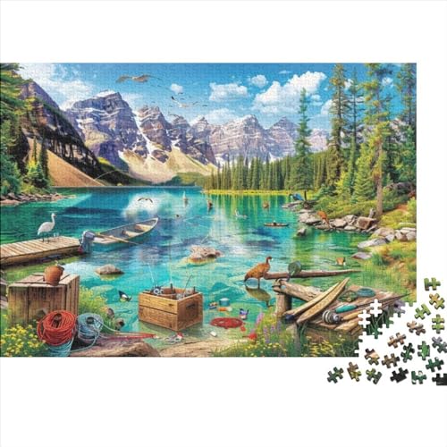 Lake Fishing Jigsaw Puzzle Für Sohn/Kinder Familie Zusammen 300 Schlafzimmer Dekoration Puzzles Erwachsene 300 Stück Holz Puzzle Spiel Kinder Geschenk 300pcs (40x28cm) von CPXSEMAZA