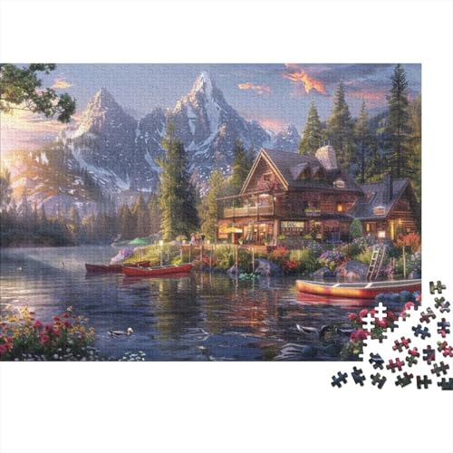 Lake House Puzzle, 1000 Teile Puzzle, Erwachsene Puzzle, Einzigartiges Puzzle, Familienpuzzle, Denkspiel 1000pcs (75x50cm) von CPXSEMAZA