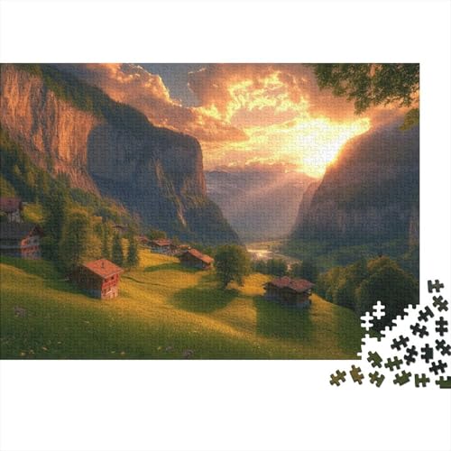 Lauterbrunnen Village, Switzerland Puzzle, 1000 Teile Puzzle, Erwachsene Puzzle, Einzigartiges Puzzle, Familienpuzzle, Denkspiel 1000pcs (75x50cm) von CPXSEMAZA