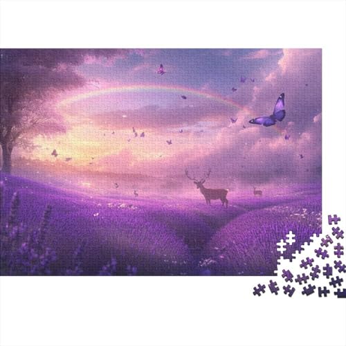 Lavender Deer Puzzle, 1000 Teile Puzzle, Erwachsene Puzzle, Einzigartiges Puzzle, Familienpuzzle, Denkspiel 1000pcs (75x50cm) von CPXSEMAZA