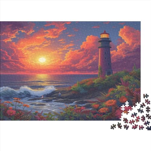 Lighthouse at Sunset Puzzle, 500 Teile Puzzle, Erwachsene Puzzle, Einzigartiges Puzzle, Familienpuzzle, Denkspiel 500pcs (52x38cm) von CPXSEMAZA