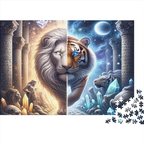 Lion Tiger 1000-teiliges Puzzle Für Erwachsene, Familie Oder Teenager, Puzzle-Spielzeug, Lernspiele, Stressabbau-Puzzles, Einzigartige Heimdekoration Und Geschenke 1000pcs (75x50cm) von CPXSEMAZA