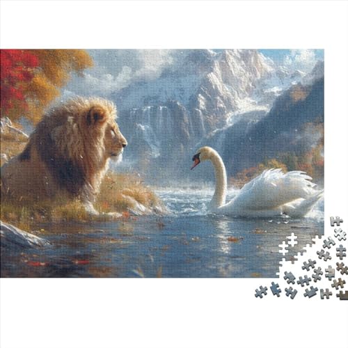 Lion and White Swan 300-teilige Holzpuzzles Für Erwachsene. 300-teilige Puzzles. Impossible Puzzle. 300-teilige Puzzles Für Erwachsene Und Kinder Ab 12 Jahren 300pcs (40x28cm) von CPXSEMAZA