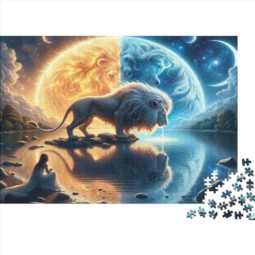 Lion of The Sun and Moon 3D-Puzzles 1000 Teile Für Erwachsene Puzzles Für Erwachsene 1000 Teile Puzzle Lernspiele Ungelöstes Puzzle 1000pcs (75x50cm) von CPXSEMAZA