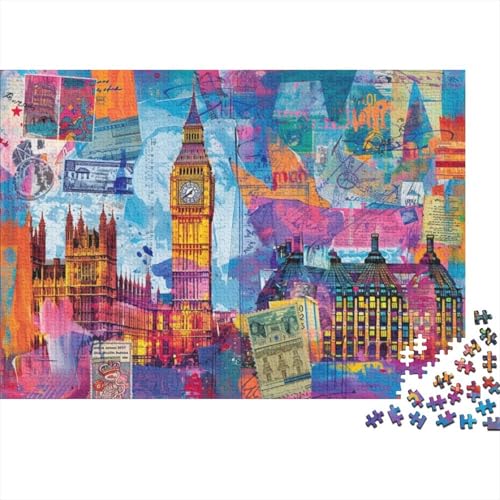 London Postcard Puzzle, 1000 Teile Puzzle, Erwachsene Puzzle, Einzigartiges Puzzle, Familienpuzzle, Denkspiel 1000pcs (75x50cm) von CPXSEMAZA