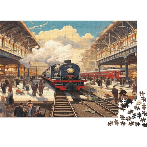 London Railway Station in The 19th Century Jigsaw Puzzle Für Sohn/Kinder Familie Zusammen 300 Schlafzimmer Dekoration Puzzles Erwachsene 300 Stück Holz Puzzle Spiel Kinder Geschenk 300pcs (40x28cm) von CPXSEMAZA