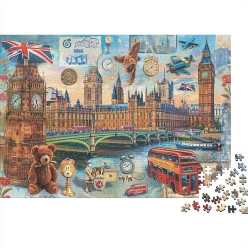 London Theme Holzpuzzle 500 Teile | Einzigartiges Puzzle | Puzzles Für Erwachsene 500pcs (52x38cm) von CPXSEMAZA