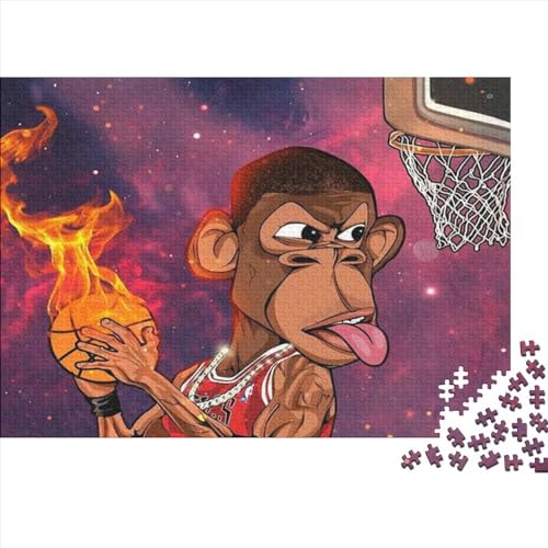 Monkey Playing Basketball Jigsaw Puzzle Für Sohn/Kinder Familie Zusammen 1000 Schlafzimmer Dekoration Puzzles Erwachsene 1000 Stück Holz Puzzle Spiel Kinder Geschenk 1000pcs (75x50cm) von CPXSEMAZA