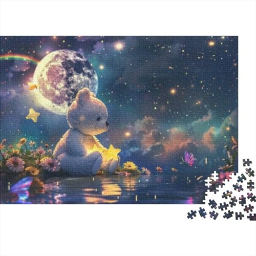 Moon Bear Jigsaw Puzzle Für Sohn/Kinder Familie Zusammen 500 Schlafzimmer Dekoration Puzzles Erwachsene 500 Stück Holz Puzzle Spiel Kinder Geschenk 500pcs (52x38cm) von CPXSEMAZA