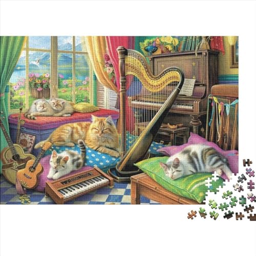 Musical Kitten Puzzle, 500 Teile Puzzle, Erwachsene Puzzle, Einzigartiges Puzzle, Familienpuzzle, Denkspiel 500pcs (52x38cm) von CPXSEMAZA