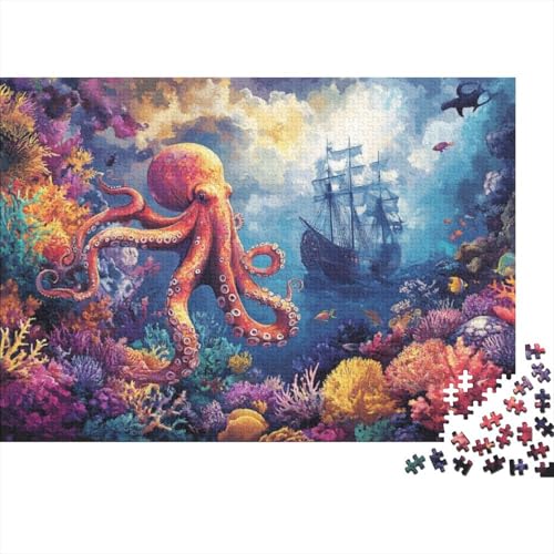 Octopus 1000-teiliges Holzpuzzle Für Erwachsene, 1000-teiliges Puzzle, Einzigartige Heimdekoration Und Geschenke, 1000-teiliges Puzzle, Spielzeug Und Spiele 1000pcs (75x50cm) von CPXSEMAZA