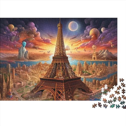 Paris Eiffel Tower Holzpuzzle 500 Teile | Einzigartiges Puzzle | Puzzles Für Erwachsene 500pcs (52x38cm) von CPXSEMAZA