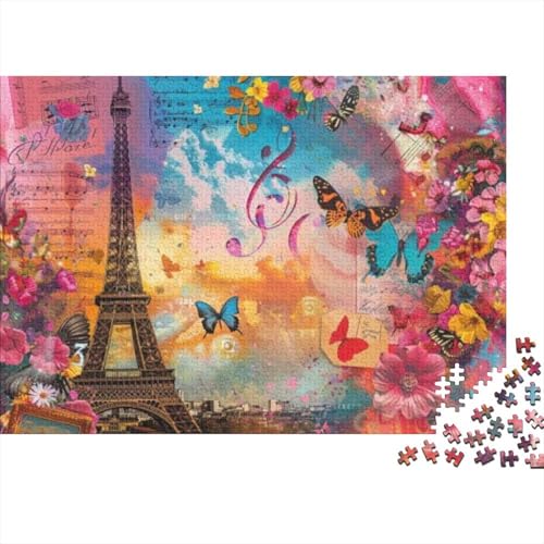 Paris Postcard Jigsaw Puzzle Für Sohn/Kinder Familie Zusammen 300 Schlafzimmer Dekoration Puzzles Erwachsene 300 Stück Holz Puzzle Spiel Kinder Geschenk 300pcs (40x28cm) von CPXSEMAZA