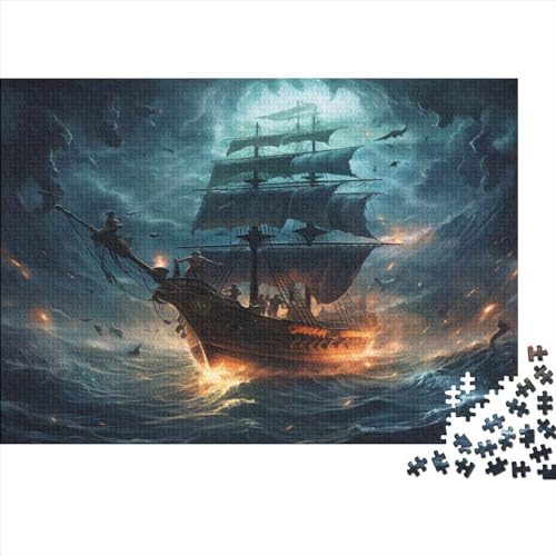 Pirate Ship 300 Teile Holzpuzzle Für Erwachsene Puzzle 300 Teile Heimdekorationspuzzle 300 Puzzles Für Erwachsene Spielzeug Und Spiele 300pcs (40x28cm) von CPXSEMAZA