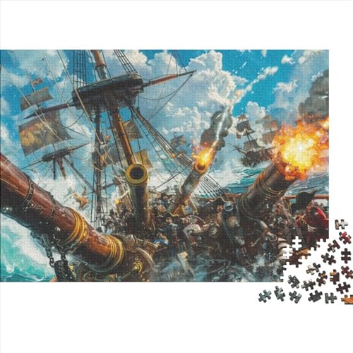 Pirate Ship Battle Jigsaw Puzzle Für Sohn/Kinder Familie Zusammen 300 Schlafzimmer Dekoration Puzzles Erwachsene 300 Stück Holz Puzzle Spiel Kinder Geschenk 300pcs (40x28cm) von CPXSEMAZA