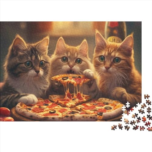 Pizza Cat Jigsaw Puzzle Für Sohn/Kinder Familie Zusammen 300 Schlafzimmer Dekoration Puzzles Erwachsene 300 Stück Holz Puzzle Spiel Kinder Geschenk 300pcs (40x28cm) von CPXSEMAZA