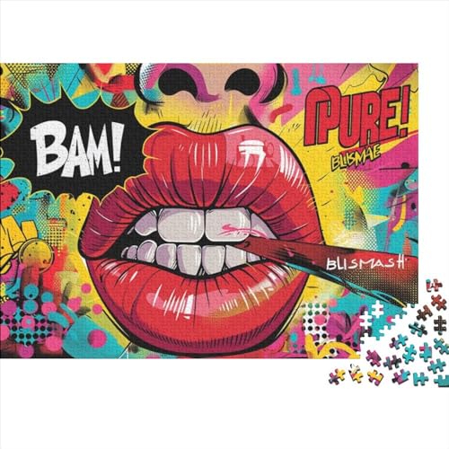 Puzzle 1000 Teile,puzzle Erwachsene,Impossible Puzzle,Geschicklichkeitsspiel Für Die Ganze Familie,Puzzle Farbenfrohes Legespiel Graffiti Mouth Home Dekoration Puzzle 1000pcs (75x50cm) von CPXSEMAZA