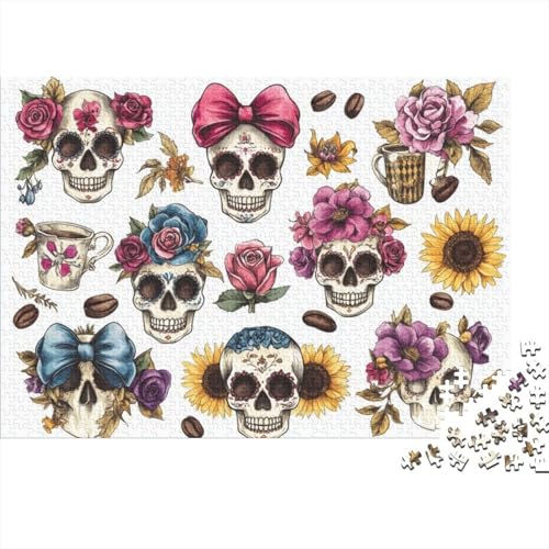 Puzzle 1000 Teile Für Erwachsene Puzzle Für Erwachsene 1000 Teile Sugar Skull Puzzle-Lernspiele Gothic Skull Heimdekorations-Puzzle 1000 Teile 1000pcs (75x50cm) von CPXSEMAZA