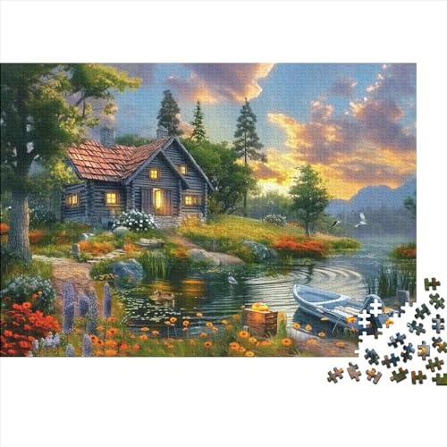 Puzzle 500 Teile Für Erwachsene Lakeside Cabin Puzzle-Spielzeug Als Pädagogisches Geschenk Für Jugendliche Und Kinder 500pcs (52x38cm) von CPXSEMAZA