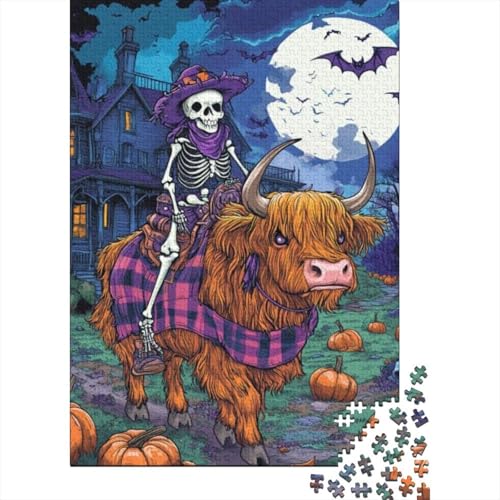 Puzzle Für Erwachsene, 300-teiliges Puzzle Highland Cattle Skull Puzzles 300 Teile Anspruchsvolle Puzzles Für Erwachsene 300pcs (40x28cm) von CPXSEMAZA