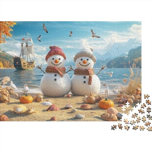 Puzzles 1000 Teile Für Erwachsene Beach Snowman 1000-teiliges Puzzle Lernspiele Heimdekorationspuzzle 1000pcs (75x50cm) von CPXSEMAZA