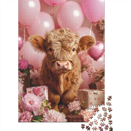 Puzzles 1000 Teile Für Erwachsene Cute Highland Cow Baby 1000-teiliges Puzzle Lernspiele Heimdekorationspuzzle 1000pcs (75x50cm) von CPXSEMAZA