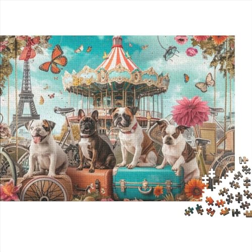 Puzzles 1000 Teile Für Erwachsene Paris Cats and Dogs 1000-teiliges Puzzle Lernspiele Heimdekorationspuzzle 1000pcs (75x50cm) von CPXSEMAZA