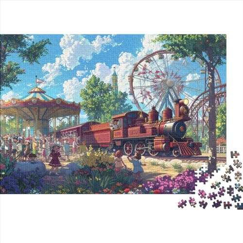 Puzzles 300 Teile Für Erwachsene Amusement Park Train 300-teiliges Puzzle Lernspiele Heimdekorationspuzzle 300pcs (40x28cm) von CPXSEMAZA