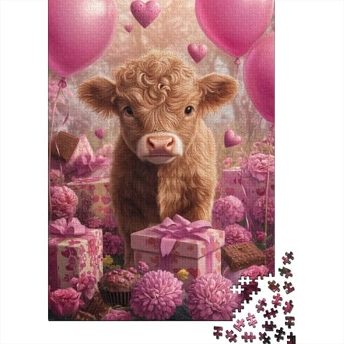 Puzzles 300 Teile Für Erwachsene Cute Highland Cow Baby 300-teiliges Puzzle Lernspiele Heimdekorationspuzzle 300pcs (40x28cm) von CPXSEMAZA