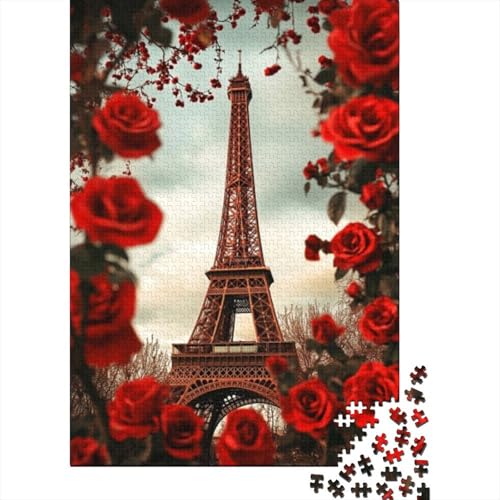 Puzzles 300 Teile Für Erwachsene Rose Eiffel Tower 300-teiliges Puzzle Lernspiele Heimdekorationspuzzle 300pcs (40x28cm) von CPXSEMAZA